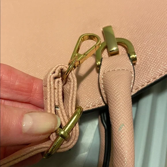 London Fog 2 Handle Purse WITH FLAWS Detachable Strap Crossbody Bag Purse Pink - Picture 9 of 17